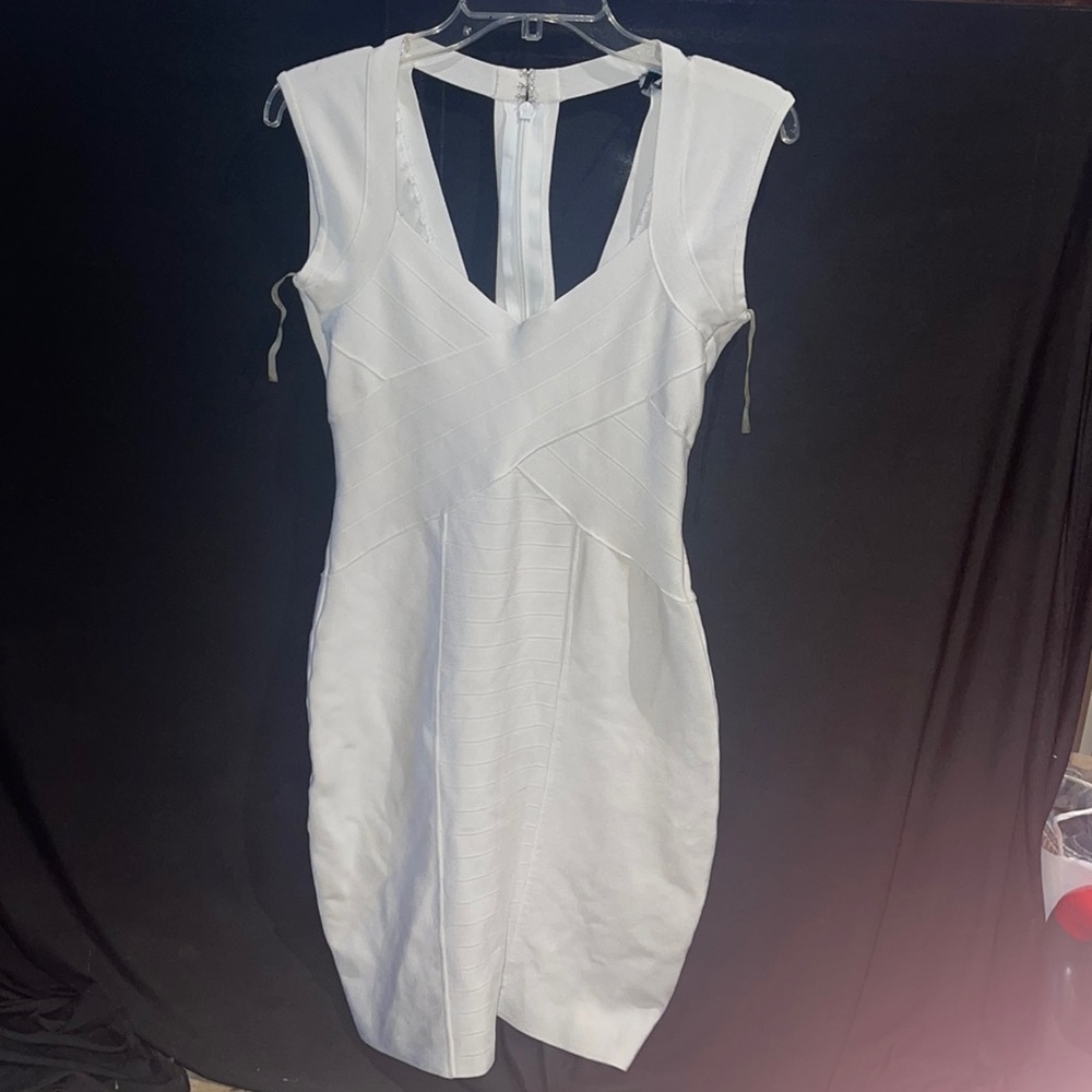 Euc Guess Marciano White Bandage Bodycon cut out Dress L